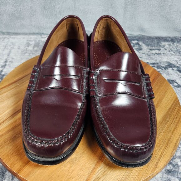 LL Bean Cordovan Penny Loafers Beef Roll Burgundy Oxblood Leather Men’s 9.5 EE main image 6